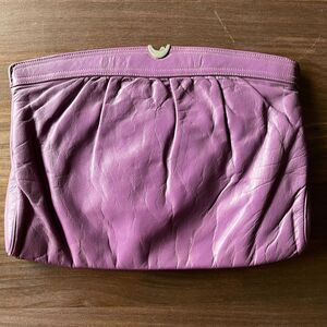 Vintage 80s Purple Leather Clutch